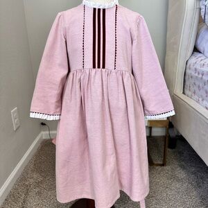 La Coqueta Pink Long Sleeve Dress with Red velvetAccents